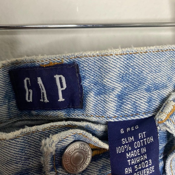 Gap Vintage Light Wash Distressed 90s Jeans Straight - Picture 4 of 8